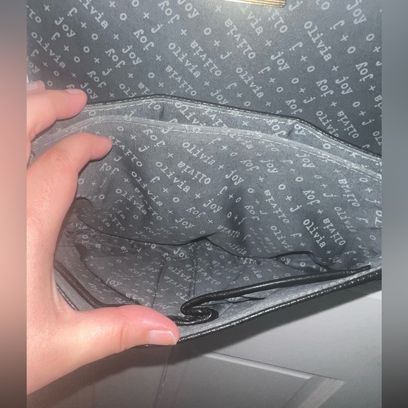 Olivia + Joy Black Faux Leather Clutch with Long Chain Strap - Picture 9 of 11